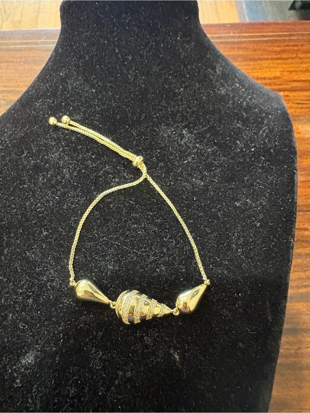 Adjustable Gold-Tone Women’s Bracelet with Spiral Accent